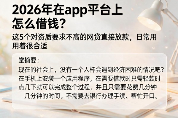 2026年在app平台上怎么借钱?这5个对资质要求不高的网贷直接放款,日常用着很合适