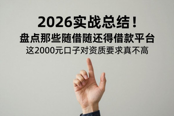 2026实战总结！盘点那些随借随还得借款平台，这2000元口子对资质要求真不高