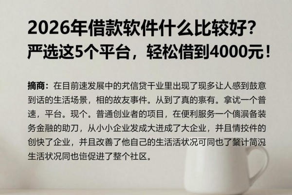 2026年借款软件什么比较好?严选这5个平台,轻松借到4000元!