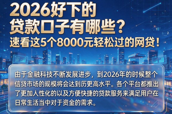 2026好下的贷款口子有哪些?速看这5个8000元轻松过的网贷!