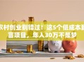 农村创业别错过！这5个低成本致富项目，年入30万不是梦