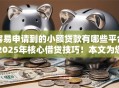 容易申请到的小额贷款有哪些平台2025年核心借贷技巧！本文为您深入总结！