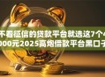 不看征信的贷款平台就选这7个4000元2025高炮借款平台黑口子链接