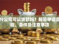 分公司可以贷款吗？解答申请流程、条件及注意事项