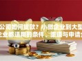 公司如何贷款？小微企业到大型企业都适用的条件、渠道与申请全指南