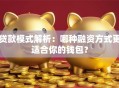 贷款模式解析：哪种融资方式更适合你的钱包？