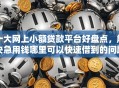 十大网上小额贷款平台好盘点，解决急用钱哪里可以快速借到的问题