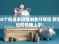 58个低成本稳赚创业好项目 新手也能快速上手！