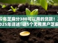 今年芝麻分380可以用的贷款！2025年详述​这5个无视黑户芝麻信用分的贷款