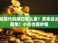 股票代码接口怎么查？原来这么简单！小白也能秒懂