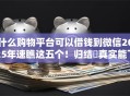 什么购物平台可以借钱到微信2025年速瞧这五个!归结真实能下款不查征信的网贷 什么购物平台可以借钱到微信2025年速瞧这五个!归结真实能下款不查征信的网贷