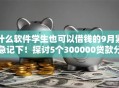 什么软件学生也可以借钱的9月紧急记下！探讨5个300000贷款分期30年