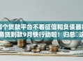 哪个贷款平台不看征信和负债最容易贷到款9月快行动啦！归总​这5个网贷口子不看征信借钱最容易
