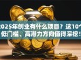 2025年创业有什么项目？这10个低门槛、高潜力方向值得深挖！