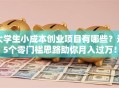 大学生小成本创业项目有哪些？这5个零门槛思路助你月入过万！
