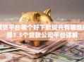 网贷平台哪个好下款拢共有哪些选择？5个贷款公司平台详解
