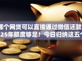 哪个网贷可以直接通过微信还款2025年额度够足！今日归纳这五个19岁能用的贷款平台