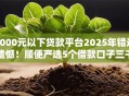 3000元以下贷款平台2025年错过遗憾！顺便严选5个借款口子三千元以下软件