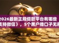 2026最新正规借款平台有哪些（支持微信），5个黑户撸口子无私分享