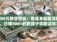 100元教你创业：零成本副业攻略，日赚500+的野路子你敢试吗？