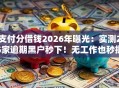 支付分借钱2026年曝光：实测25家逾期黑户秒下！无工作也秒批低门槛