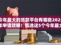今年最大的贷款平台有哪些2025年申请攻略！甄选这5个今年最大的网贷口子有哪些