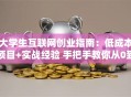大学生互联网创业指南：低成本项目+实战经验 手把手教你从0到1