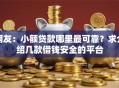 网友：小额贷款哪里最可靠？求介绍几款借钱安全的平台
