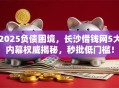 2025负债困境，长沙借钱网5大内幕权威揭秘，秒批低门槛！