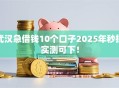 武汉急借钱10个口子2025年秒批实测可下！