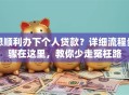 想顺利办下个人贷款？详细流程步骤在这里，教你少走冤枉路