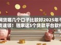网贷哪几个口子比较好2025年干货速领！独家这5个贷款平台软件借钱口子比较好