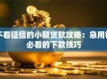 不看征信的小额贷款攻略：急用钱必看的下款技巧