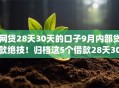 网贷28天30天的口子9月内部贷款绝技！归档这5个借款28天30天的app