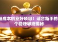 低成本创业好项目！适合新手的5个稳赚思路揭秘