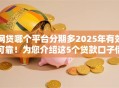 网贷哪个平台分期多2025年有效可靠！为您介绍这5个贷款口子借钱分期多