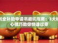 创业补助申请书避坑指南：3大核心技巧助你快速过审