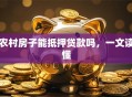 农村房子能抵押贷款吗，一文读懂