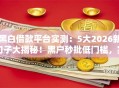 黑白借款平台实测：5大2026新口子大揭秘！黑户秒批低门槛，实测可下！