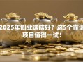 2025年创业选啥好？这5个靠谱项目值得一试！