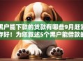 黑户能下款的贷款有哪些9月赶紧存好！为您叙述5个黑户能借款的网贷平台不少