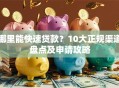 哪里能快速贷款？10大正规渠道盘点及申请攻略