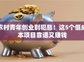农村青年创业别犯愁！这5个低成本项目靠谱又赚钱