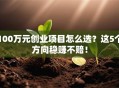 100万元创业项目怎么选？这5个方向稳赚不赔！