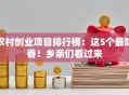 农村创业项目排行榜：这5个最吃香！乡亲们看过来
