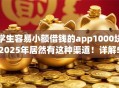 学生容易小额借钱的app1000块2025年居然有这种渠道!详解5个小额贷款平台学生易借1000块 学生容易小额借钱的app1000块2025年居然有这种渠道!详解5个小额贷款平台学生易借1000块
