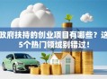 政府扶持的创业项目有哪些？这5个热门领域别错过！