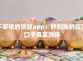 不审核的贷款app：秒到账的应急口子真实测评