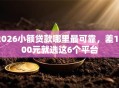 2026小额贷款哪里最可靠，差1000元就选这6个平台