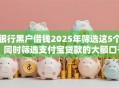 银行黑户借钱2025年筛选这5个！同时筛选支付宝贷款的大额口子